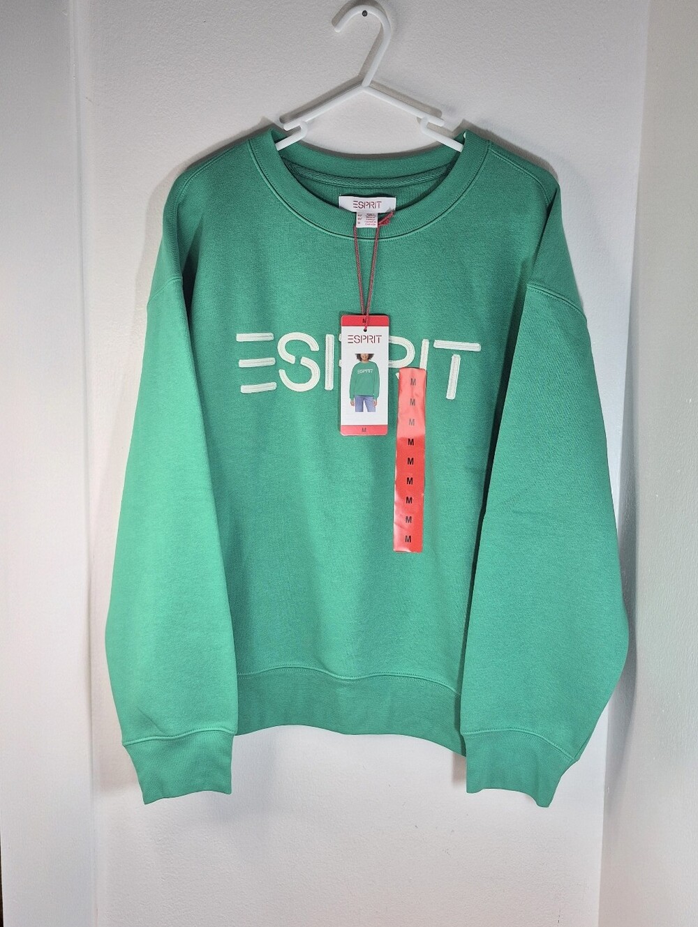 Women's Esprit Embroidered Logo Fleece Crewneck Sweatshirt Size M NWT